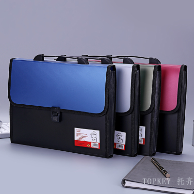Rimmed Expanding File A4 Briefcase 13 layers Portable File Pack Student Paper File Office Supplies wholesale