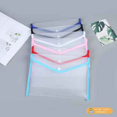 Transparent Snap Fastener Closed File Bag Plastic Office Finance Bill Storage Bag Paper Folders