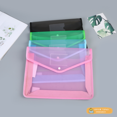 Factory Spot Direct Sales Twill Snap-Fastener File Bag Test Paper Waterproof Classification Storage Bag Stereo Data Pack