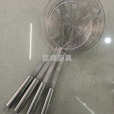 Stainless Steel round Handle Four-Wire Double Hook Line Leakage Colander Wholesale with Hook Winter Domestic Hot Pot Filter Frying Filter Filter