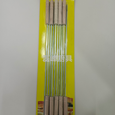 Manufacturer 10 Wooden Handle Barbecue Policy Bamboo Stick Barbecue Fork Barbecue Tools Skewer String Meat