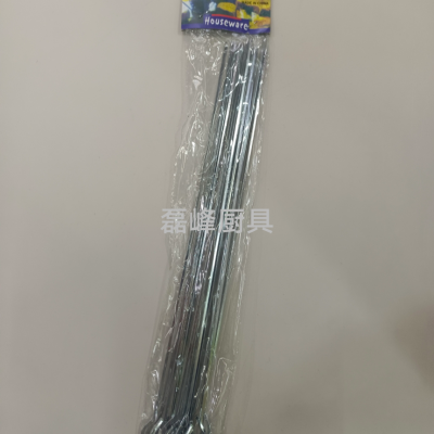 12pc40cm Nine-Word Policy Skewer BBQ Tool BBQ Sticks 9-Word Flat Stick Kabob Supply