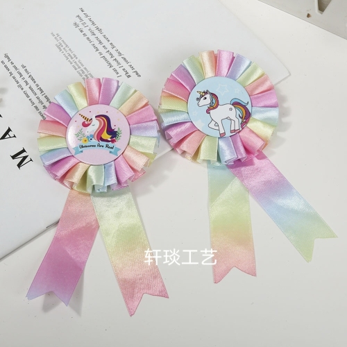 Factory Supply Birthday Party Corsage Unicorn Corsage Party Corsage Ribbon Reward Ribbon Corsage