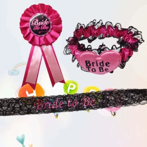 Fashion Fine Rose Black and White Single Party Set Plastic Crown Single-Layer Shoulder Strap Bride Flower Edge Leg Ring Wholesale