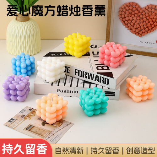 无烟爱心魔方香薰蜡烛七夕情人节礼物心形香薰香氛伴手礼创意香薰