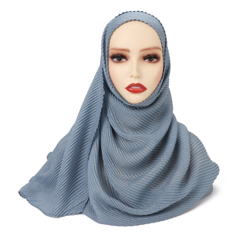 cross-border new arrival breathable soft solid color silver silk crumpled shiny pleated shawl women‘s hair towel scarf one piece dropshipping