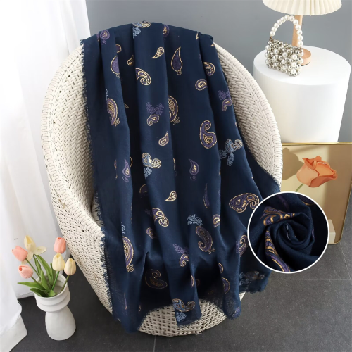 cross-border new arrival bronzing cashew printed rayon breathable scarf cotton linen bag headscarf women shawl scarf one piece dropshipping