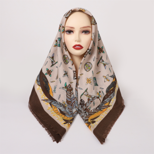cross-border fashion women‘s imitation water soluble boutique velvet soft printed scarf closed toe square shawl decorative scarf 1*1m