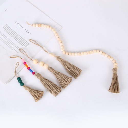 pastoral style wood color hemp rope tassel wooden beads beaded diy accessories home holiday wall decoration accessories