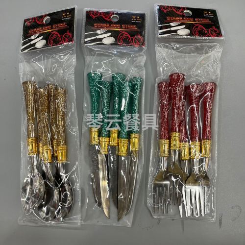 kitchenware plastic handle spoon fork knife kitchen supplies