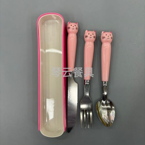 kitchenware with box spoon kit plastic handle knife， fork and spoon kitchenware