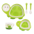 Creative Bamboo Fiber Turtle Children's Tableware Cartoon Bowl Dish Plate Spork Cup Five-Piece Set Compartment Tray Gift Box Gift