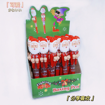 Santa Claus David's Deer Snowman Shape Boxing Pen with Light Ballpoint Pen Christmas Theme Fight Interactive Pen