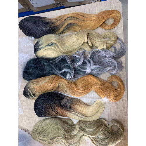 Factory in Stock Low Price Processing 13 × 4 Front Lace Wig Female Wigs Chemical Fiber Hair Wig Head Cover