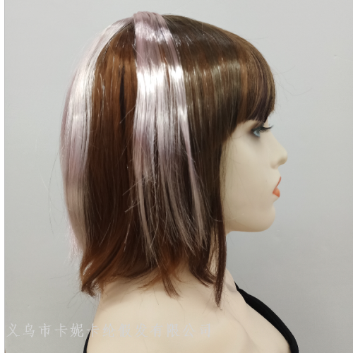 New European and American Student Wig Bobo Highlight Pink Wig Factory Wholesale Style Random Color Random Hair