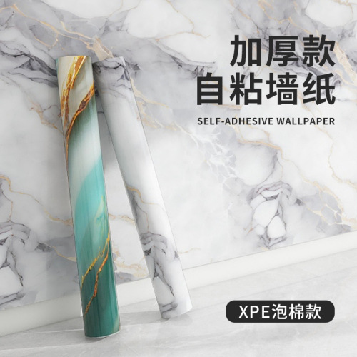 跨境厂家批发墙纸自粘防水防潮ins风家用墙壁纸大理石XPE卷材墙贴