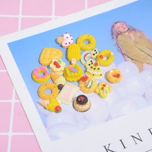 饰品配件树脂手机壳美容diy手工材料装饰黄色系蛋糕冰激凌甜甜圈