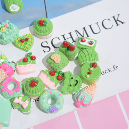 饰品配件树脂手机壳美容diy手材料装饰绿色系蛋糕冰激凌甜甜圈