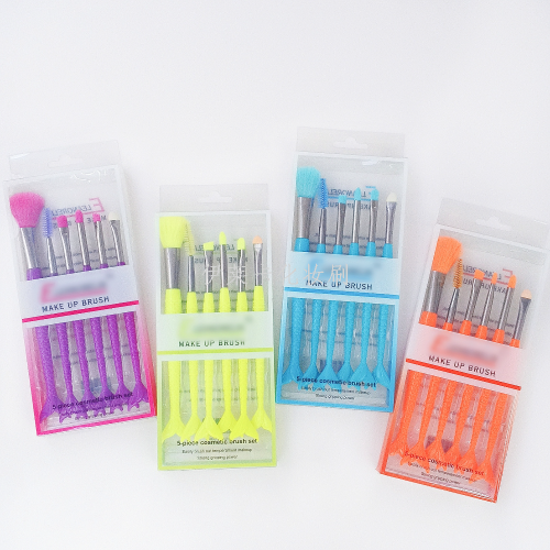 New Fashion Colorful Fishtail Makeup Brush Portable 6 Pcs Fiber Soft Hair Eye Shadow Brush Beauty Tools