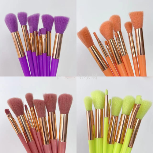 new fluorescent candy color 10 makeup brushes brush suit convenient face powder blush foundation brush beauty tools