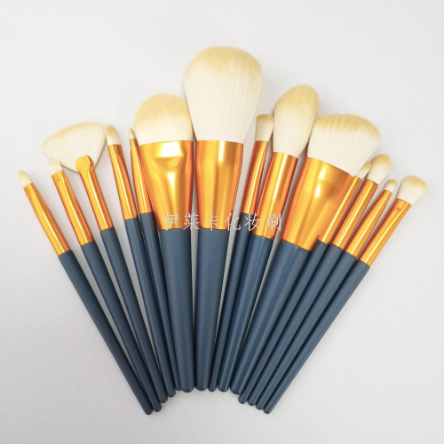 14 pcs haze blue makeup brushes full set eye shadow brush makeup powder brush eye details blooming beauty tools