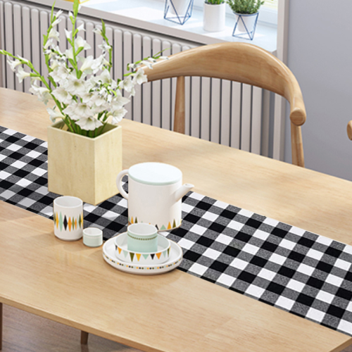 holiday supplies wedding christmas birthday table pillowcase double-sided black and white checked cloth linen table runner table mat