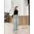 Light-Colored Wide-Leg Jeans for Women 2024 New Summer Thin Small Loose Straight Drooping Mop Pants Women