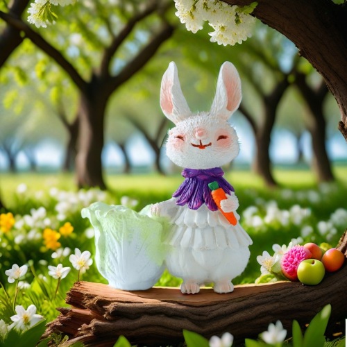 cross-border easter rabbit cabbage simulated flowerpot garden decoration succulent outdoor resin home craft ornaments