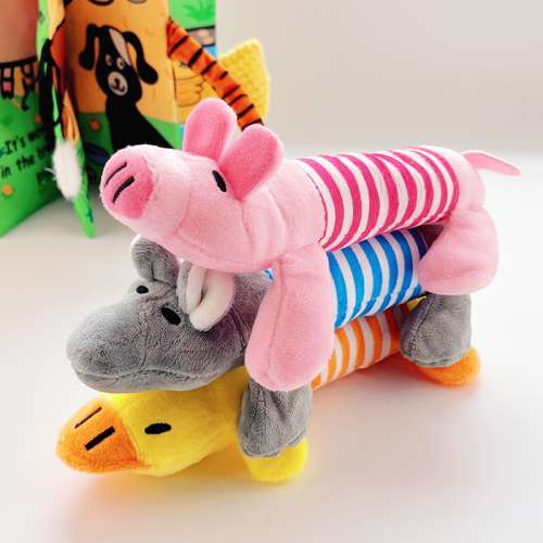 pet dog cat plush cartoon embroidery bite-resistant decompression duck pig elephant cute sound toy supplies