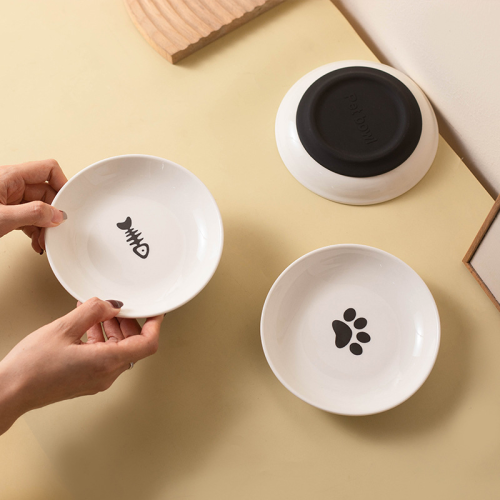 amazon silicone non-slip ceramic  pte pet  bowl  food sna can pte kittens food basin pet supplies