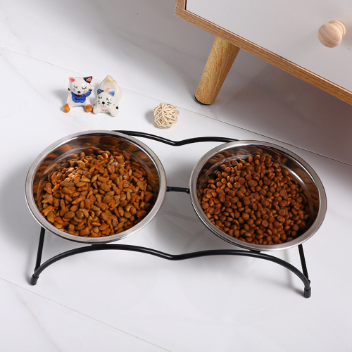 pet  bowl dog bowl stainless steel  food holder  food bowl ra water bowl  rice basin iron ra double bowl tableware supplies
