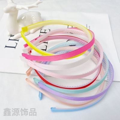 Factory Direct Sales Candy Color Korean Style Solid Color Cloth Wrapper Toothed Non-Slip Headband DIY Handmade Hair Accessories Ornament