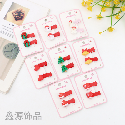 Christmas Children's Holiday Hairpin Duckbill Clip Hair Accessories Head Accessories Cartoon Girl Baby Safety Bangs Side Clip Hairpin