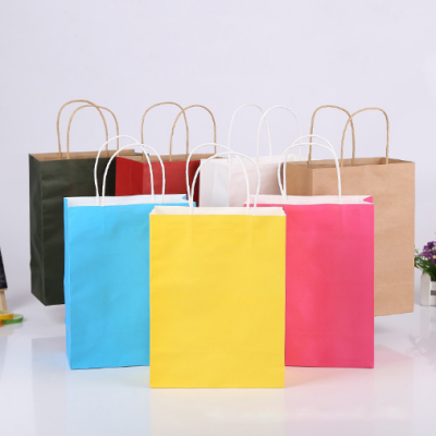 Color Portable Gift Bag Clothing Shopping Bag Takeaway Packing Bag Window Bota Bag Kraft Paper Bag Printed Logo