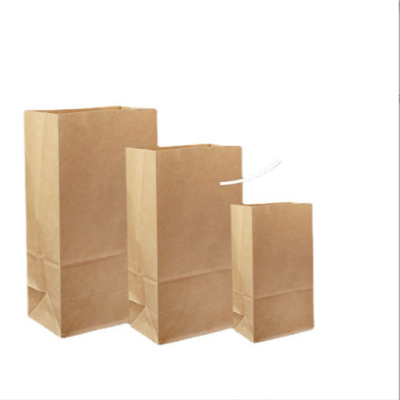 Environmental Protection Kraft Paper Bag Snack Takeaway Fast Food Baking Bread Bag Food Packaging Holding Bag Square Bottom Oil-Proof Wrapping Paper Bag
