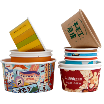 Factory Wholesale Thicken Kraft Paper Bowl Take-out Box round Bowl Salad Bowl to-Go Box Lunch Box Disposable Paper Bowl