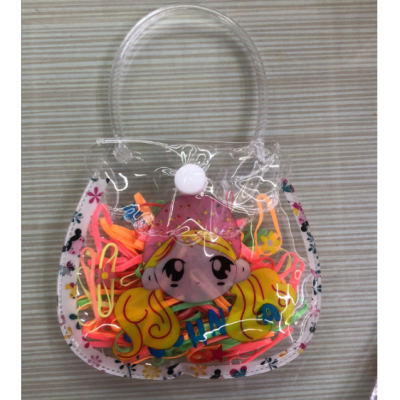 PVC Rubber Band Bag Mixed Color Packing Bag Transparent Handbag