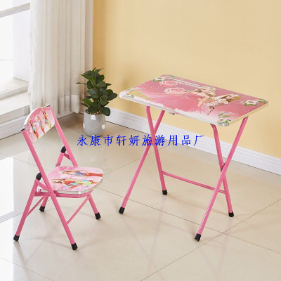 Cartoon Foldable Table and Chair Set Combination Writing Desk Study Table Simple Set Wholesale