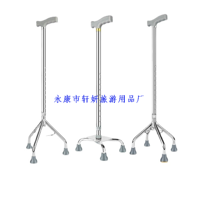 Four-Corner Elderly Crutches Non-Slip Stable Adjustable Retractable Walking Stick Climbing Triangle Reinforcement