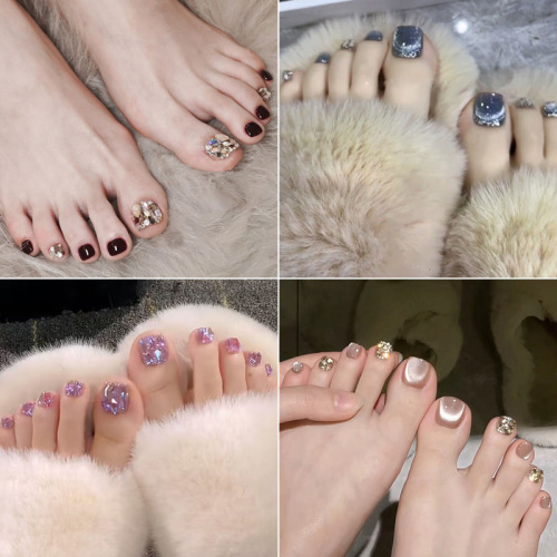 猫眼脚趾甲片假指甲贴片脚趾甲穿戴甲成品脚指甲可拆卸穿戴式美甲