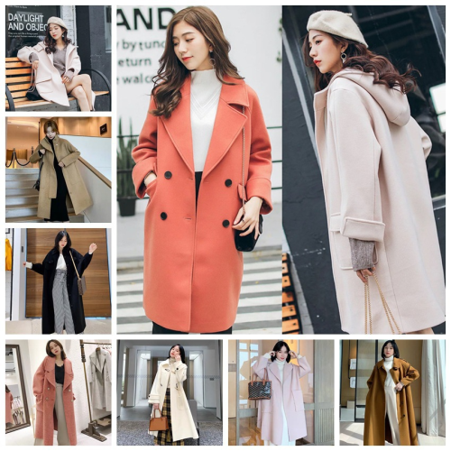 women‘s clothing in 13 lines plaids and tweedst autumn and winter miscellaneous korean style loose mid-length woolen coat stall wholesale