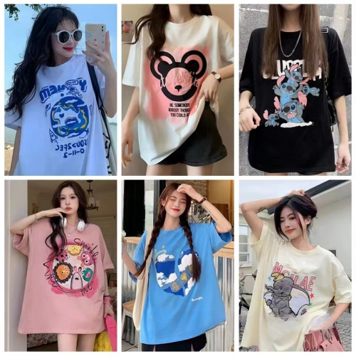 summer 2024 new women‘s short sleeve t-shirt all-matching ins loose fashion five yuan clothing stall wholesale
