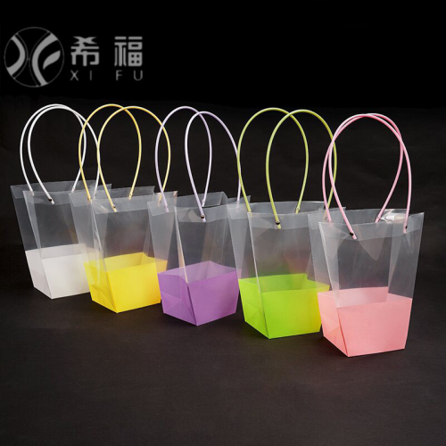 macaron bouquet bag transparent trapezoidal handbag h3 pp bag flowers packing bag xifu