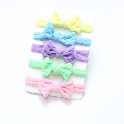 Spring Color Pleated Bowknot Headband High Elastic Hair Tie Milk Tea Color Rubber Band Does Not Hurt Hair Double Hair Accessory for Ponytail Women