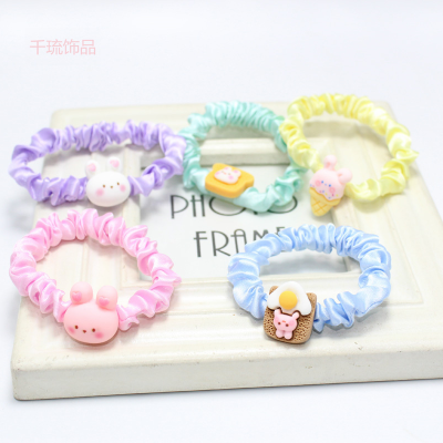 Cute Cartoon Rabbit Small Intestine Hair Ring Hair Rope Can Be Used as Bracelet Sweet Intestine Ring Leather Cover Hair Accessories Wholesale