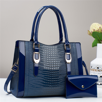 Yiding Bag New Women's Handbag Shoulder Bag Bright Leather Crocodile Pattern Casual All-Match Messenger Bag
