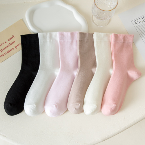 women‘s cotton socks mid-calf japanese girl pink all-match korean socks loose mouth confinement socks white socks wholesale