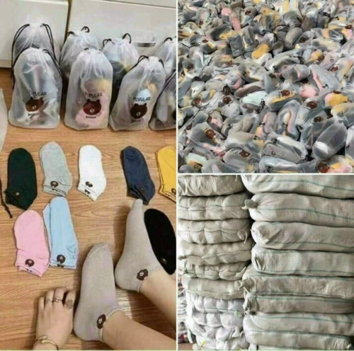 women‘s ten-color bear socks boat socks bear bag embroidered socks low short spring and summer socks wholesale