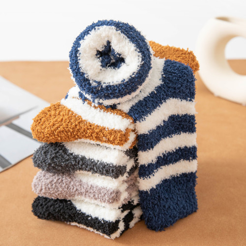 Coral Fleece Socks Men‘s Mid-Calf Floor Socks Autumn and Winter Home Thickened Warm Fleece winter Towel Sleep Socks 