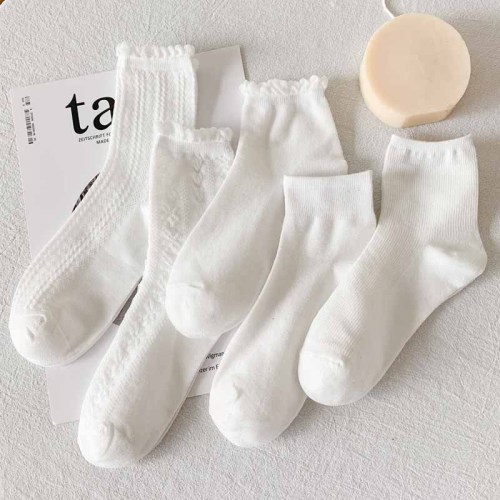 white socks women‘s cute japanese jk socks ins trendy spring mid-calf socks spring and summer thin lolita lace socks